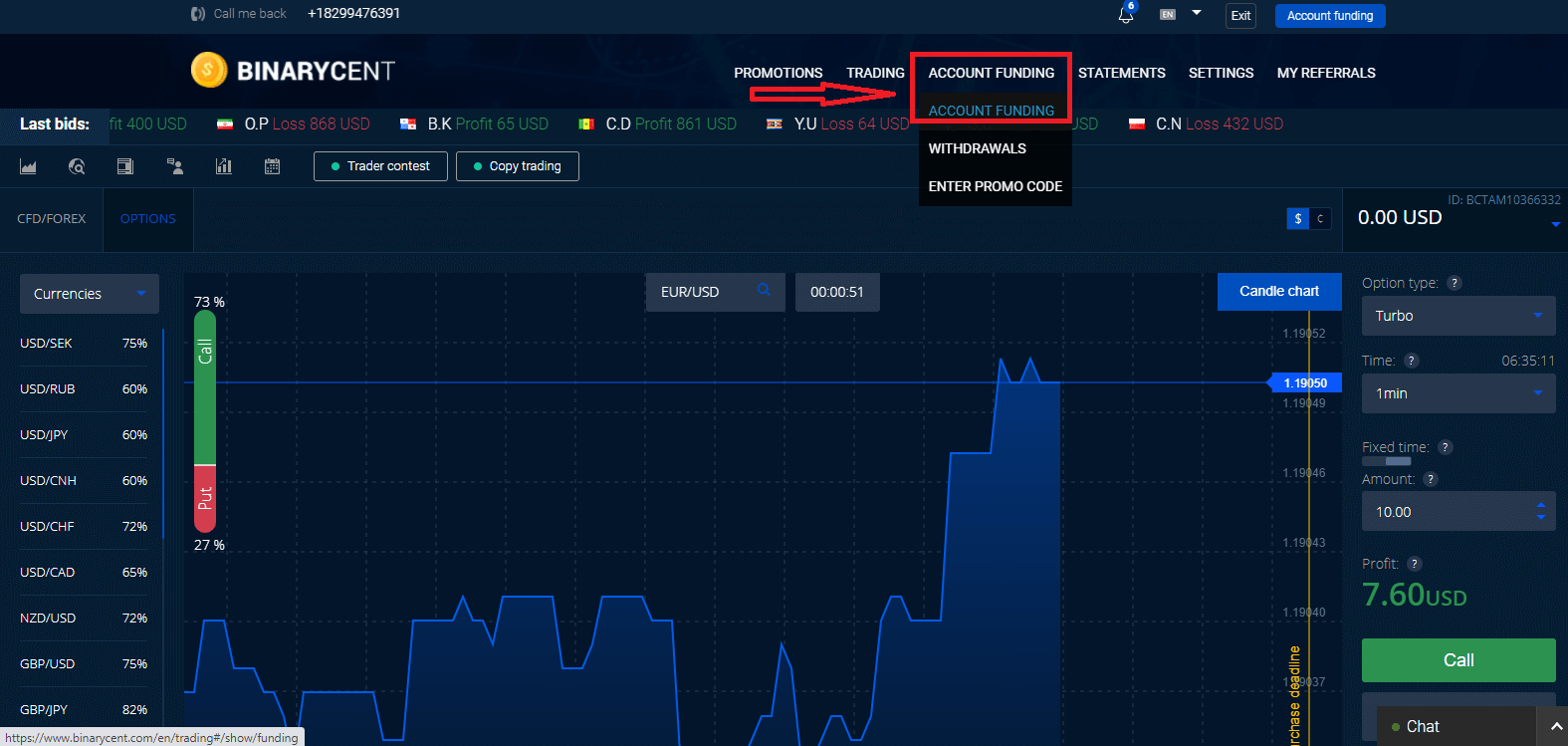 Come depositare denaro in Binarycent Come depositare denaro in Binarycent