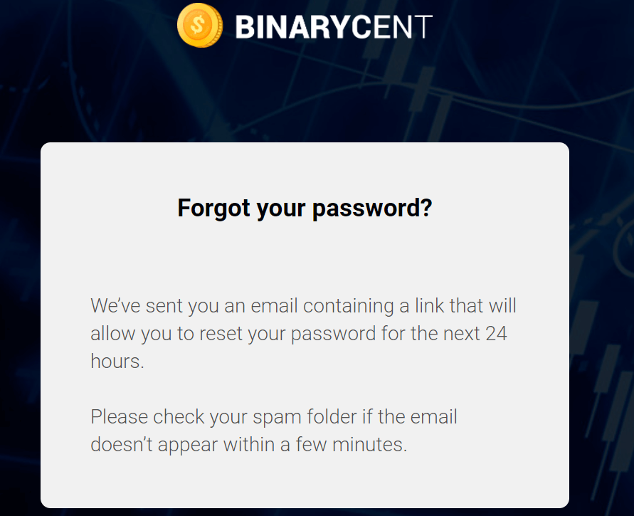 จะเข้าสู่ระบบ Binarycent ได้อย่างไร? ลืมรหัสผ่านของฉัน